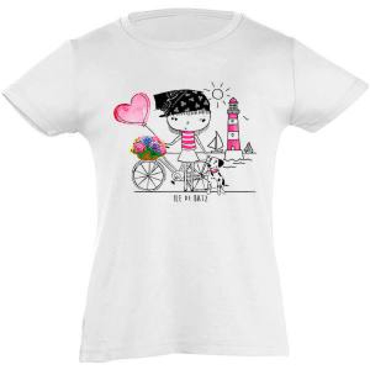 T-shirt fillette V&eacute;lo Fille &Icirc;le de Batz Blanc 2 ans