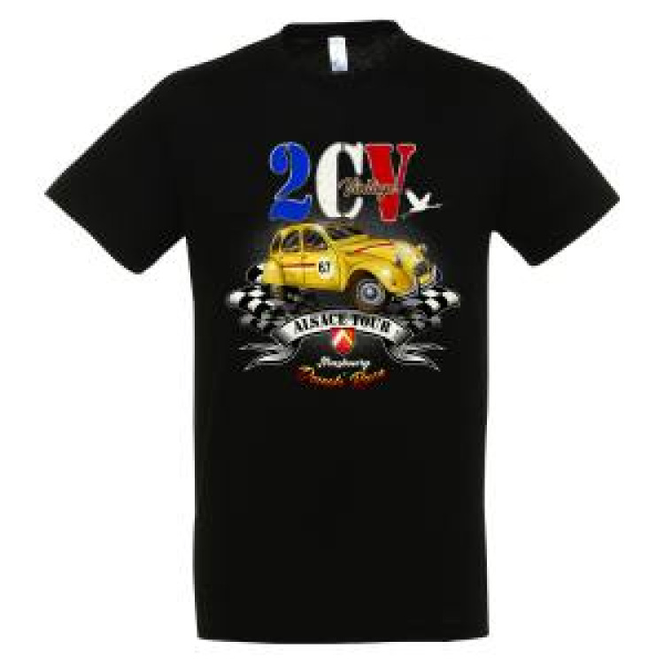 T-shirt homme 2 CV Tour Alsace Strasbourg (67) France Noir Profond XS