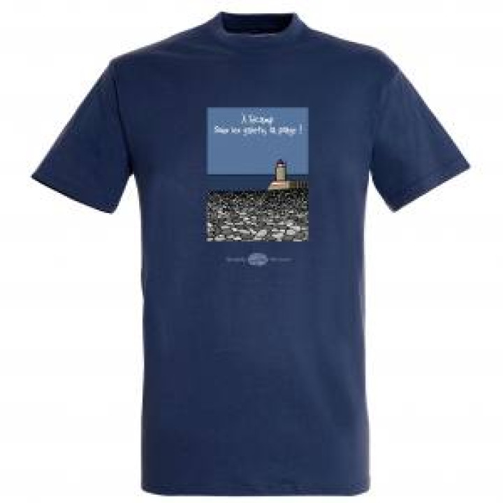 Tshirt homme A Fecamp sous les Galets la Plage  Denim S