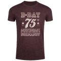 T-shirt homme ajusté 75th Anniversary Normandy + transfert Col 75ème Marine 3XL