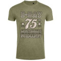 T-shirt homme ajusté 75th Anniversary Normandy + transfert Col 75ème kaki chiné M