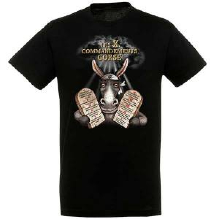 T-shirt homme ajusté Ane les 10 Commandements Corse Noir Profond XS