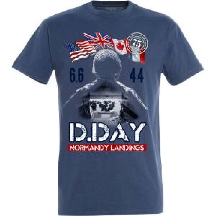 Tshirt homme ajusté Barge de Débarquement dans le Soldat DDay 75ème Denim S