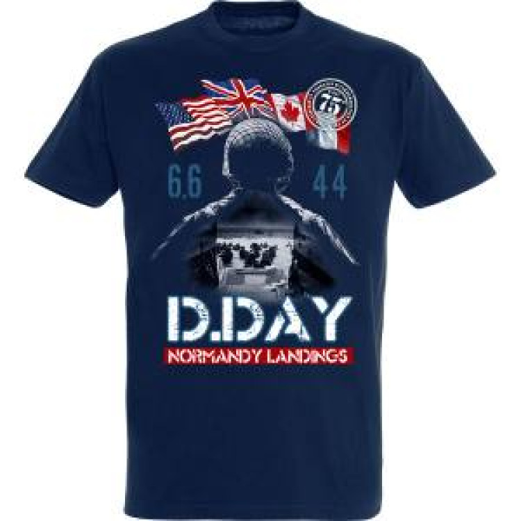 T-shirt homme ajust&eacute; Barge de D&eacute;barquement dans le Soldat D-Day 75&egrave;me Denim L