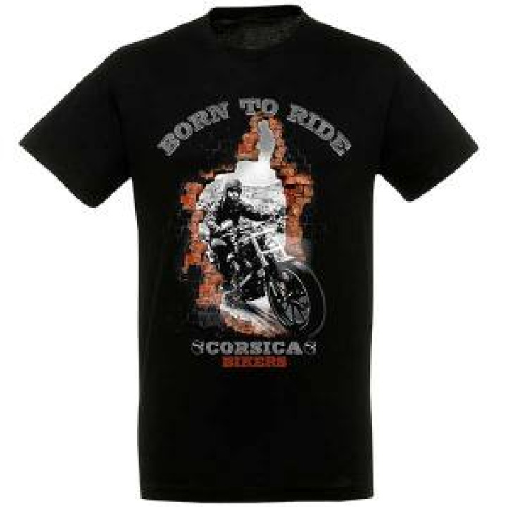 Tshirt homme ajusté Born To Ride Corsica Biker Noir Profond XS