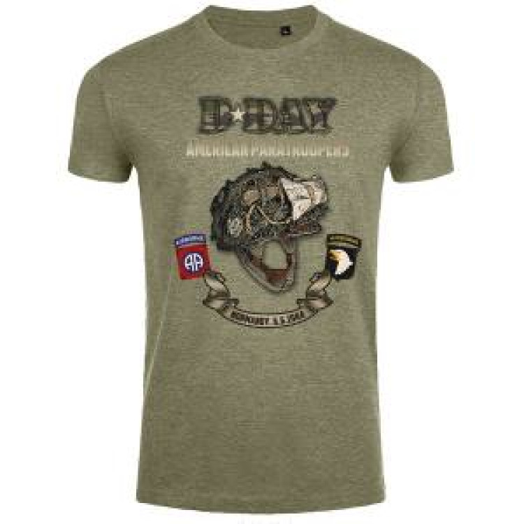 T-shirt homme ajusté Casque D-Day American Paratroopers kaki chiné M
