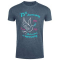 T-shirt homme ajusté Colombe 75th Anniversary + transfert Col 75ème Denim Chiné S