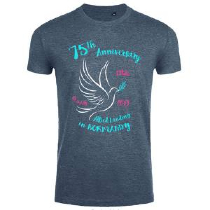 Tshirt homme ajusté Colombe 75th Anniversary  transfert Col 75ème Denim 4XL
