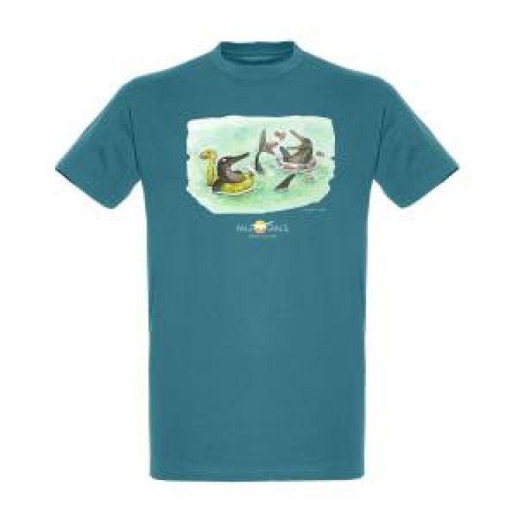 T-shirt homme ajusté Dinausores avec Leur Bouée Paléospace Bleu canard L