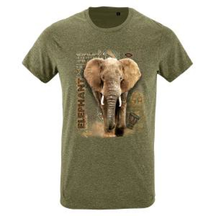 T-shirt homme ajust&eacute; &Eacute;l&eacute;phant Intemporel kaki chin&eacute; S