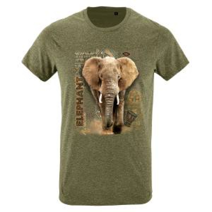 Tshirt homme ajusté Éléphant Intemporel kaki chiné M