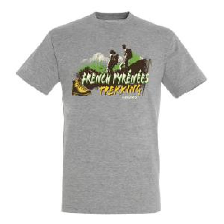 Tshirt homme ajusté French Pyrénées Trekking Laruns Gris Chiné S