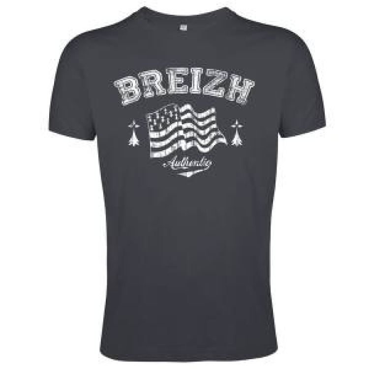 T-shirt homme ajust&eacute; Grand Drapeau Breizh Authentic Denim Chin&eacute; M