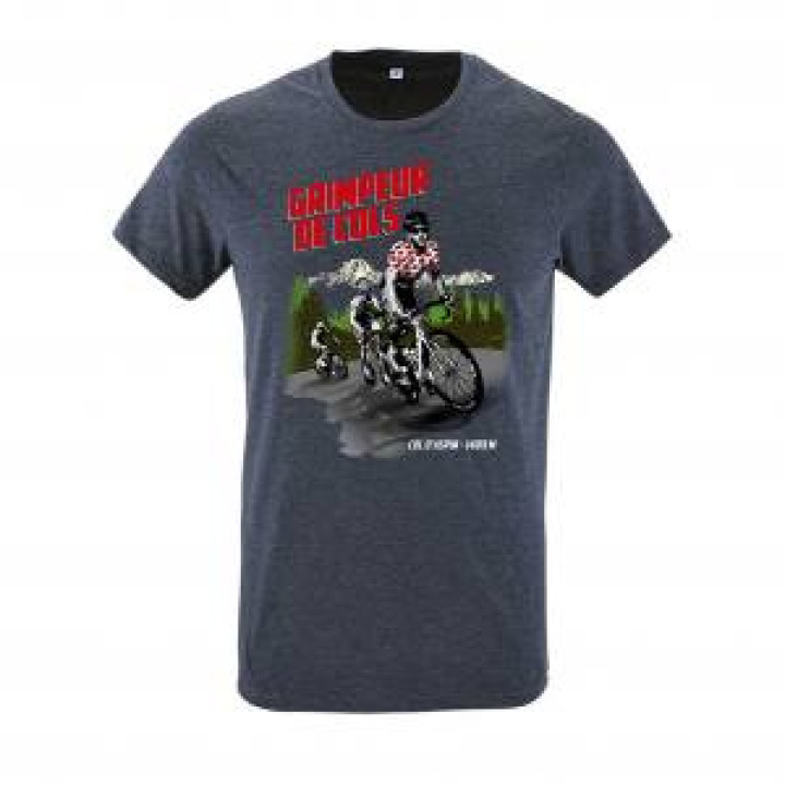Tshirt homme ajusté Grimpeur de Cols Col dAspin 1489m Denim Chiné S