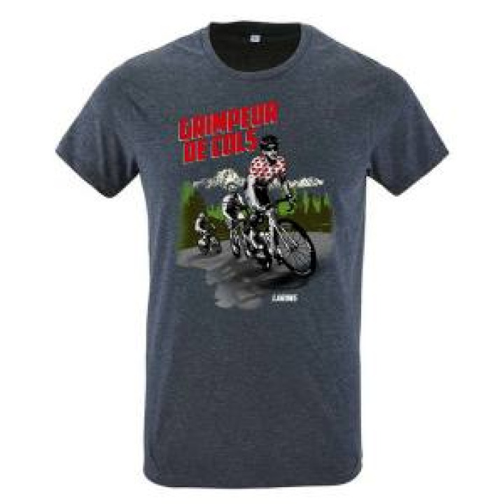 Tshirt homme ajusté Grimpeur de Cols Laruns Denim Chiné S