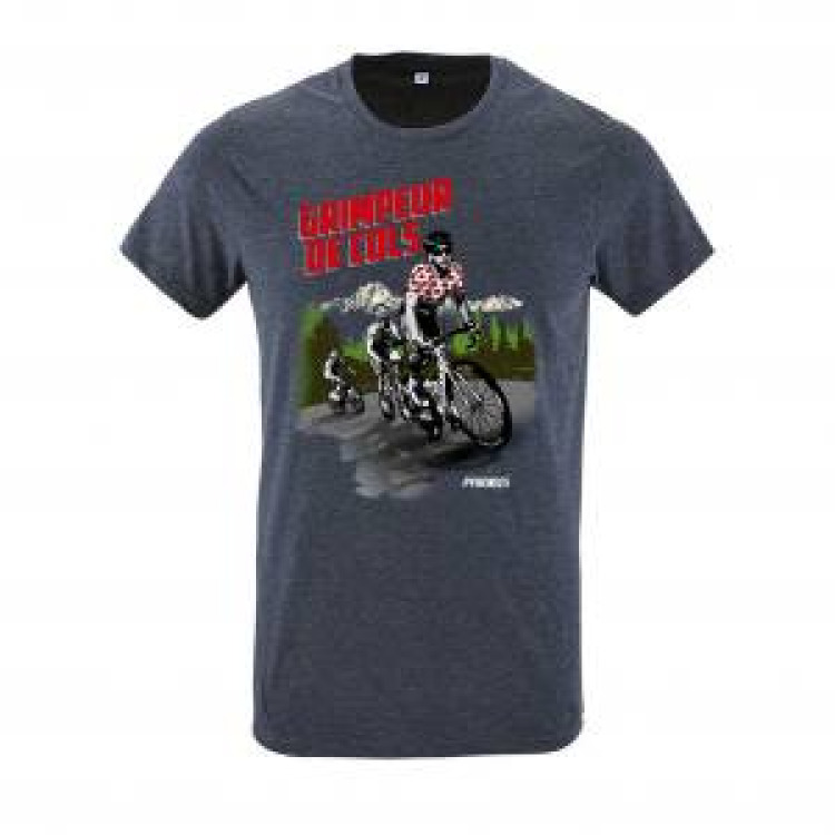 T-shirt homme ajust&eacute; Grimpeur de Cols Pyr&eacute;n&eacute;es Denim Chin&eacute; S