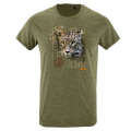 T-shirt homme ajusté Léopard Intemporel Bioparc + transfert Col Bioparc kaki chiné XS