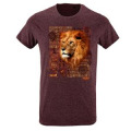 T-shirt homme ajusté Lion Intemporel Safari de Peaugres + transfert Col Safari de Peaugres Oxblood C