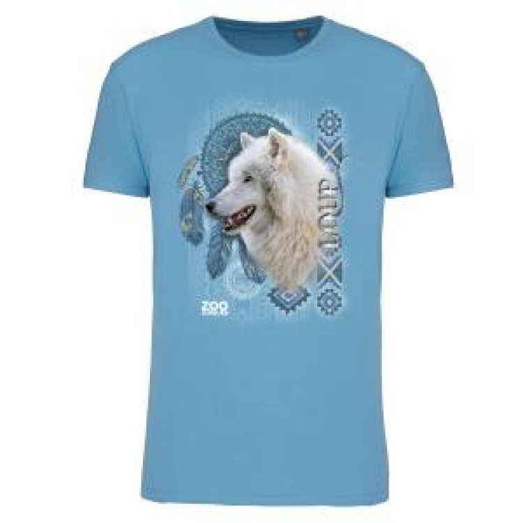 T-shirt homme ajust&eacute; Loup Blanc (Exclusif) Zoo de Jurques Cloud Blue Heather S