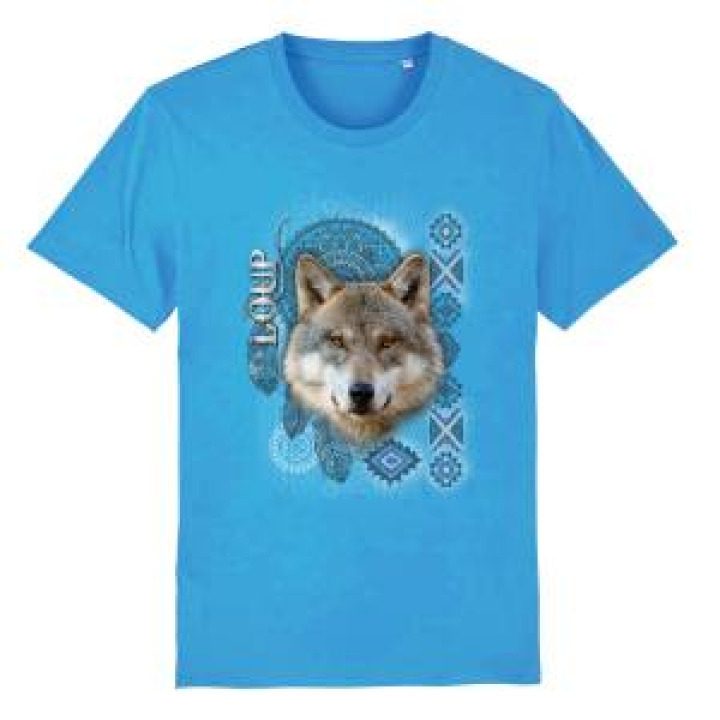 Tshirt homme ajusté Loup Intemporel Aqua S