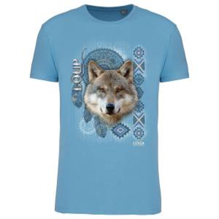 Tshirt homme ajusté Loup Intemporel Cerza  transfert Col Cerza Cloud Blue Heather S