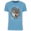 T-shirt homme ajust&eacute; Loup Intemporel Cerza + transfert Col Cerza Cloud Blue Heather S