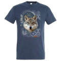 T-shirt homme ajusté Loup Intemporel Safari de Peaugres + transfert Col Safari de Peaugres Denim Chi
