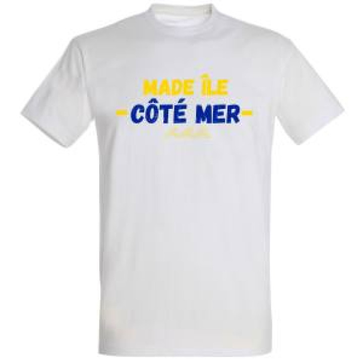 Tshirt homme ajusté Madi Île côté Mer Blanc M