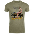 T-shirt homme ajusté Memphis Belle Avion Fille + transfert Col 75ème kaki chiné S