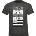 T-shirt homme ajust&eacute; On ne Marche Pas sur les Breizh (Texte en Blanc) Anthracite Chin&eacute; XS