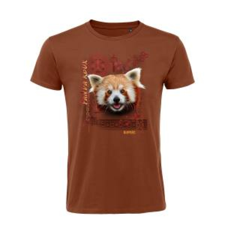 Tshirt homme ajusté Panda Roux Intemporel Bioparc  transfert Col Bioparc Terracotta XS