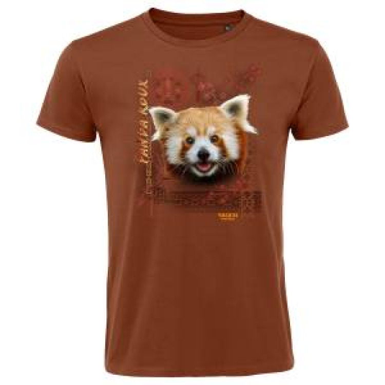 T-shirt homme ajust&eacute; Panda Roux Intemporel Safari de Peaugres + transfert Col Safari de Peaugres Terracotta XS