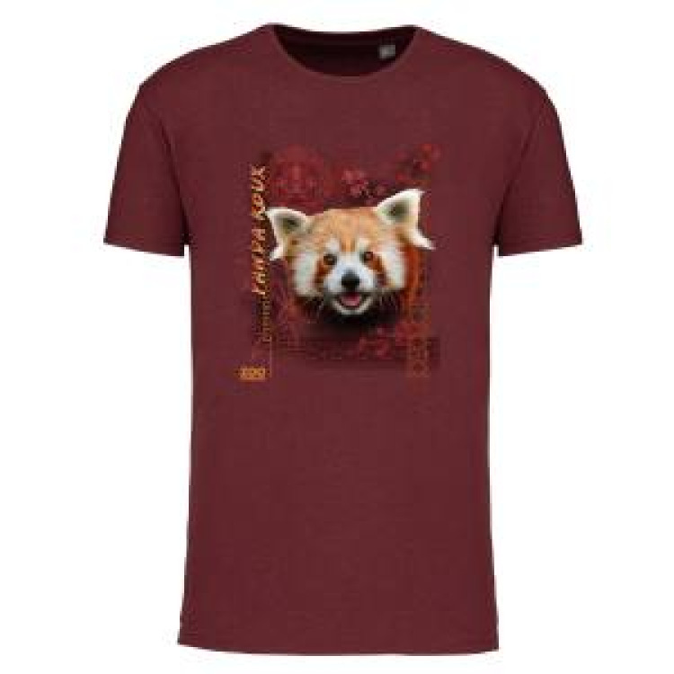 T-shirt homme ajust&eacute; Panda Roux Intemporel Zoo de Jurques Terracotta S