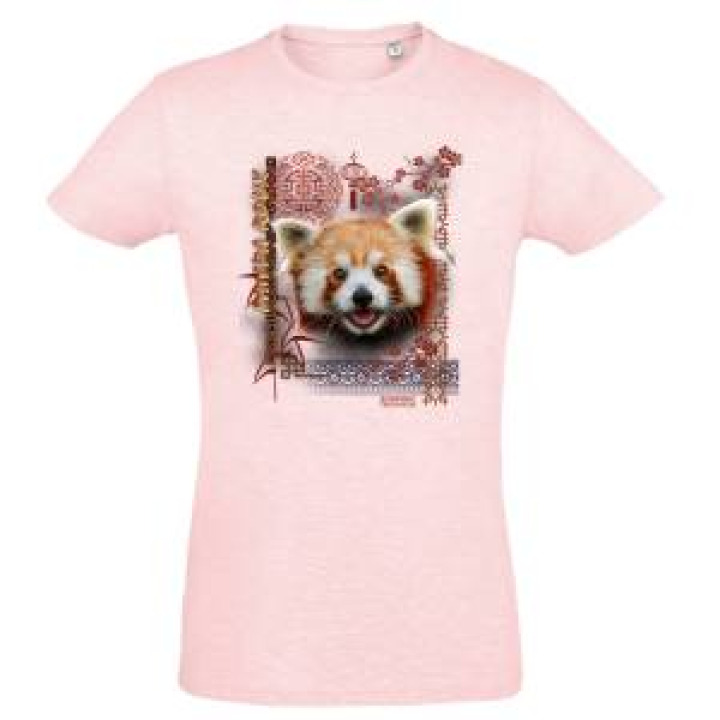Tshirt homme ajusté Panda Roux Intemporel Zooparc de Tregomeur Rose Chiné M