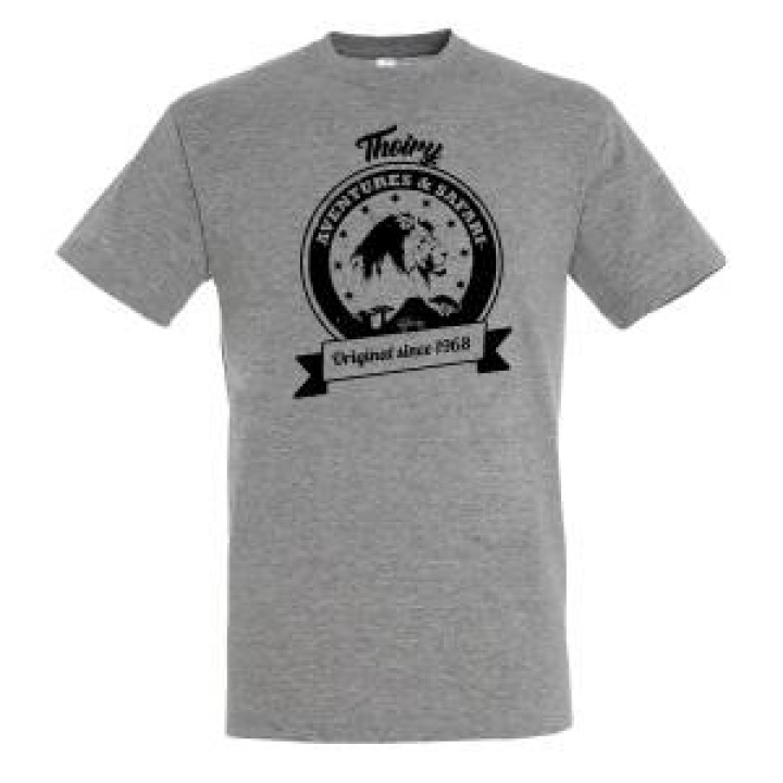 Tshirt homme ajusté Sérigraphie Lion Thoiry Aventures  Safari Denim Chiné S