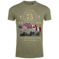 T-shirt homme ajusté Soldats Débarquement Drapeaux 75ème + transfert Col 75ème Denim Chiné L