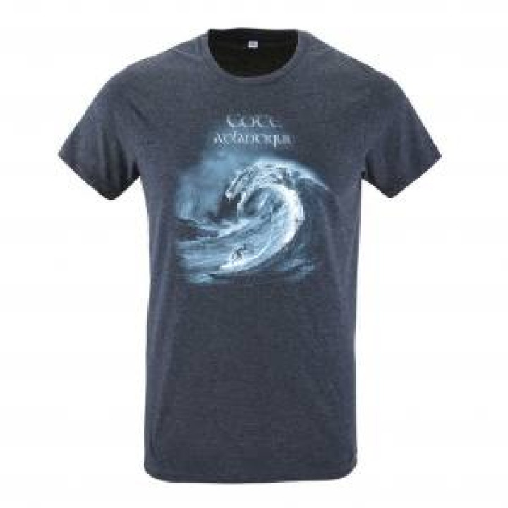 Tshirt homme ajusté Surfeur Vague Dragon Côte Atlantique Denim Chiné S