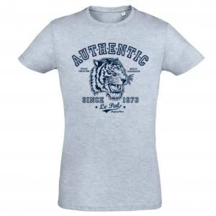 T-shirt homme ajusté Tête de Tigre le Pal Denim Chiné XL
