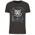 T-shirt homme ajust&eacute; Tigre Blanc Intemporel Cerza + transfert Col Cerza Dark Grey / light grey S