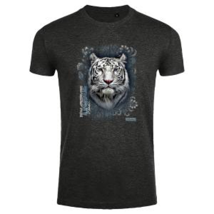 Tshirt homme ajusté Tigre Blanc Intemporel Zooparc de Tregomeur Gris Foncé M