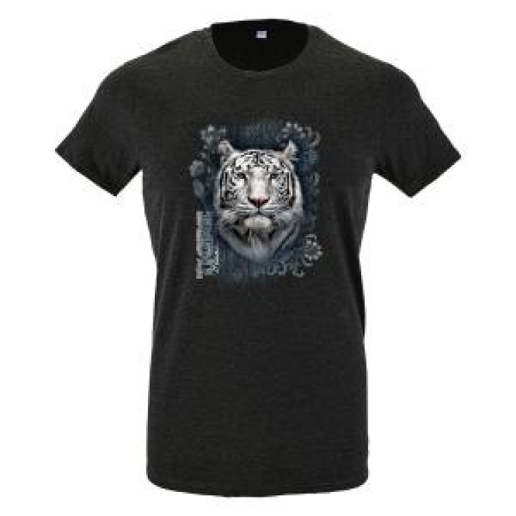 T-shirt homme ajust&eacute; Tigre Blanc Intemporel Gris Fonc&eacute; M