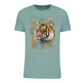 T-shirt homme ajusté Tigre Intemporel Bioparc + transfert Col Bioparc Sage S