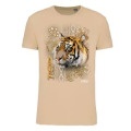 T-shirt homme ajust&eacute; Tigre Intemporel Cerza + transfert Col Cerza Light Sand S