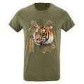 T-shirt homme ajust&eacute; Tigre Intemporel kaki chin&eacute; S
