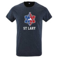 T-shirt homme ajusté Transfert Flocon Bleu/ Blanc/ Rouge avec M Saint Lary Denim Chiné S