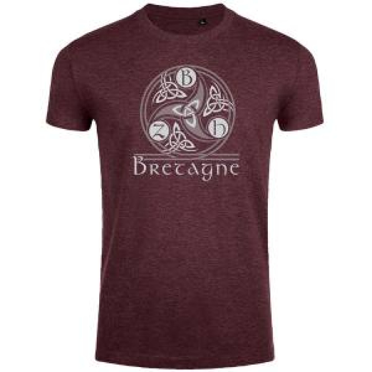 T-shirt homme ajust&eacute; Triskell Bzh Bretagne Oxblood Chin&eacute; S