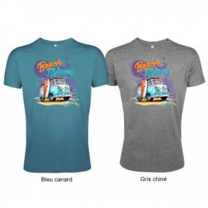 Tshirt homme ajusté Van Beach and Waves sous tons Gris Chiné M