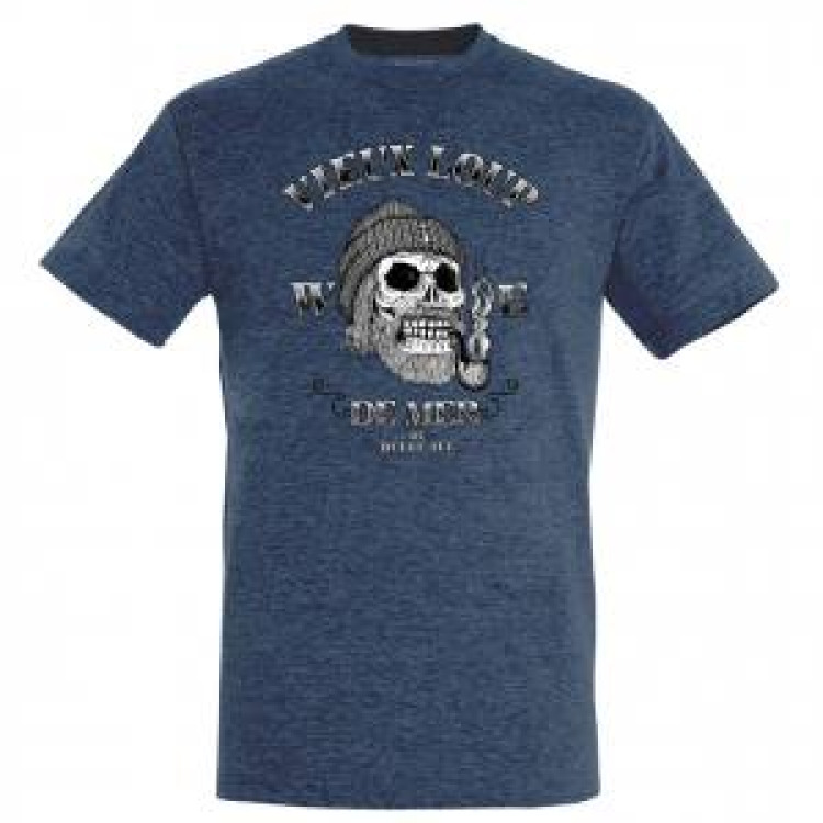 T-shirt homme ajust&eacute; Vieux Loup de Mer Belle &Icirc;le Denim Chin&eacute; S