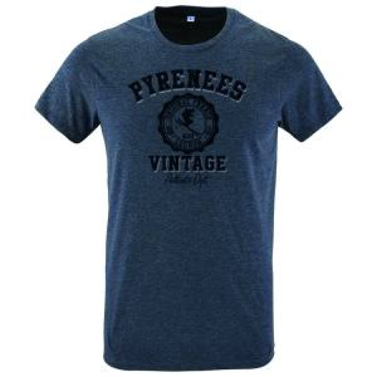T-shirt homme ajusté Vintage Marshall Pyrénées 630 Luchon Denim Chiné M