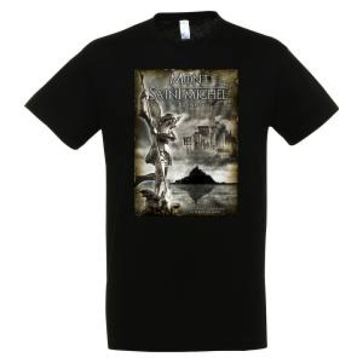 Tshirt homme Archange Mont Saint Michel Noir Profond S